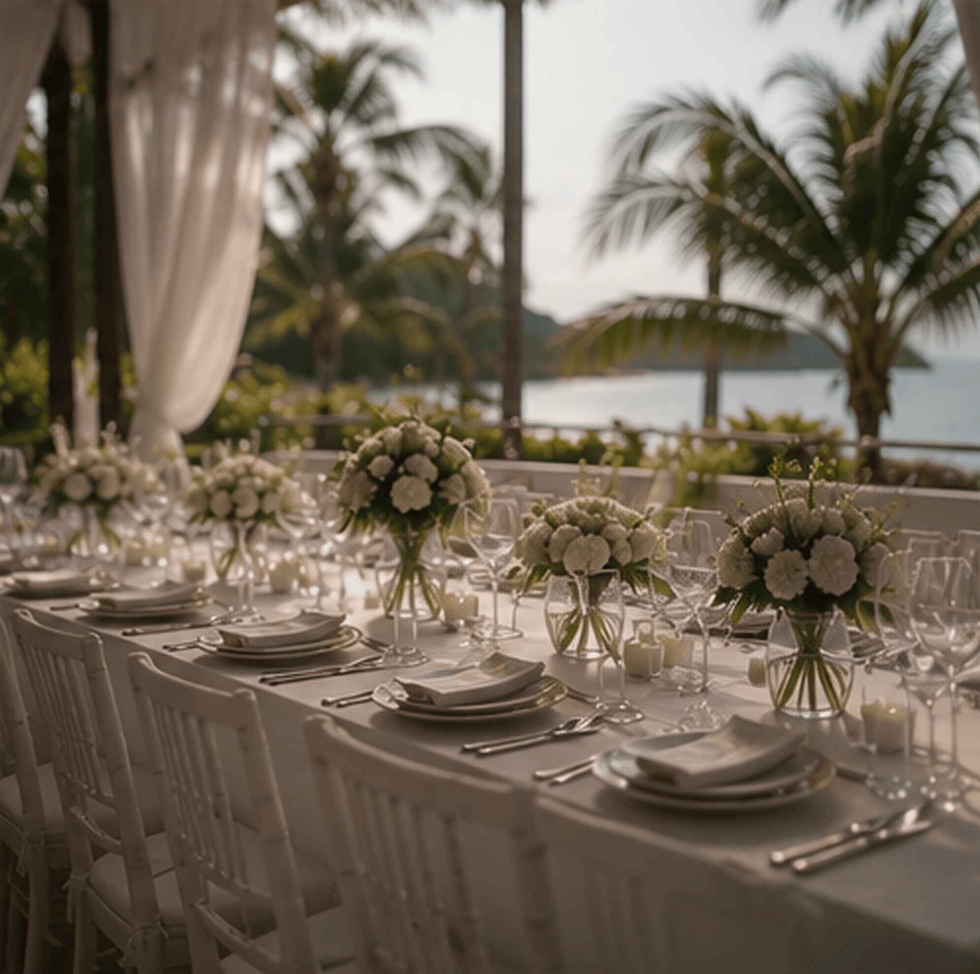 Celebración de boda con el paisaje caribeño como telón de fondo